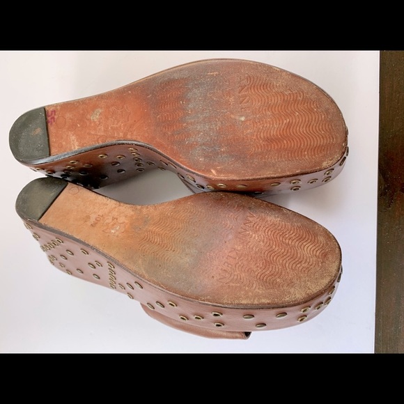 Anne Klein 90’s platform wedges with studs redish brown leather sandals US 10 - Picture 8 of 8